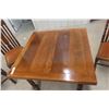 Image 3 : Jacobean Style Oak Dining Table with Two 12" Pull-Out Leaves and Four Matching Oak Chairs