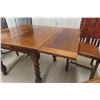 Image 6 : Jacobean Style Oak Dining Table with Two 12" Pull-Out Leaves and Four Matching Oak Chairs