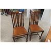 Image 7 : Jacobean Style Oak Dining Table with Two 12" Pull-Out Leaves and Four Matching Oak Chairs