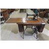 Image 1 : Antique Singer Treadle Sewing Machine in Ornate Wooden Cabinet