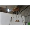 Image 11 : Victorian Hanging  Oil Lamp with Hand-Painted Milk Glass Shade, Crystal Prisms, Ornate Brass
