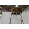 Image 2 : Victorian Hanging  Oil Lamp with Hand-Painted Milk Glass Shade, Crystal Prisms, Ornate Brass
