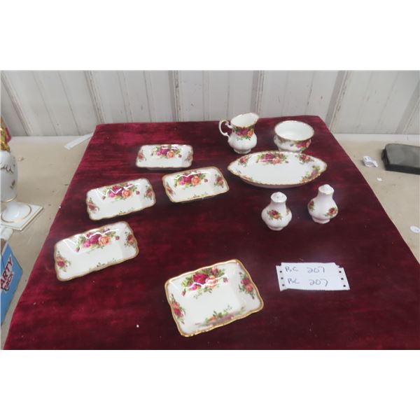 Royal Albert Old Country Roses Pattern Cream and Sugar Set with Salt and Pepper, More