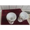 Image 7 : Pair of Vintage Hand-Painted Milk Glass Mantel Lustres with Crystal Prisms, 10" Tall
