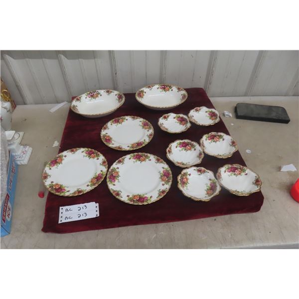 Royal Albert Old Country Roses Pattern Eleven-Piece Assortment of Plates and Dishes