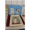 Image 1 : Two Framed Cat Paintings on Canvas, 24" x 18" and 16" x 20"