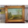 Image 1 : Framed Painting on Canvas, Artist Name Visible in Photo, 22" x 25"