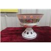 Image 1 : Victorian Bohemian Cranberry Glass Compote Dish with Hand-Painted Floral Motifs and Gold Trim