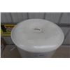 Image 3 : Metal Flour Bin with Coat Rack, 25" Tall x 17" Diameter