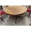 Image 1 : Quarter-Cut Oak Pedestal Dining Table with 10" Leaf and Six Chairs