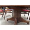 Image 3 : Quarter-Cut Oak Pedestal Dining Table with 10" Leaf and Six Chairs
