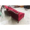 Image 10 : Vintage Victorian-Style Red Tufted Sofa and Armchair Set, 86" Long