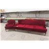Image 1 : Vintage Victorian-Style Red Tufted Sofa and Armchair Set, 86" Long