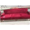 Image 2 : Vintage Victorian-Style Red Tufted Sofa and Armchair Set, 86" Long