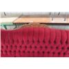 Image 4 : Vintage Victorian-Style Red Tufted Sofa and Armchair Set, 86" Long