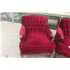 Image 7 : Vintage Victorian-Style Red Tufted Sofa and Armchair Set, 86" Long