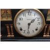 Image 2 : Antique E. Ingraham Black Mantel Clock With Gilt Classical Columns and Lion Mask Handles