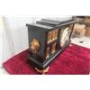 Image 6 : Antique E. Ingraham Black Mantel Clock With Gilt Classical Columns and Lion Mask Handles