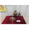 Image 1 : Coal Oil Lamp in Cast Wall-Mount Bracket with Old Cast Wall Sconce