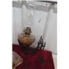 Image 2 : Coal Oil Lamp in Cast Wall-Mount Bracket with Old Cast Wall Sconce