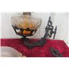Image 3 : Coal Oil Lamp in Cast Wall-Mount Bracket with Old Cast Wall Sconce