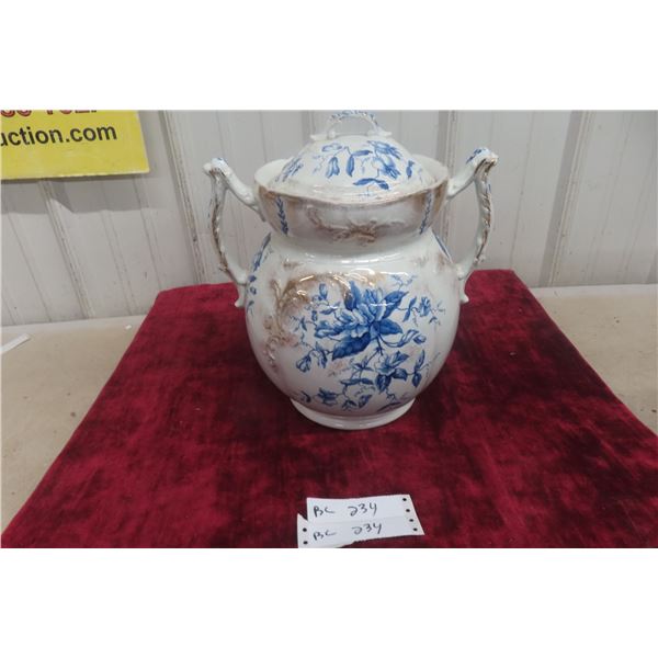 Porcelain Floral Two-Handled Urn, 12"
