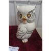 Image 2 : Porcelain Owl and Hand-Carved Wooden Cat, Both 14" Tall