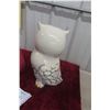 Image 4 : Porcelain Owl and Hand-Carved Wooden Cat, Both 14" Tall