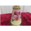 Image 3 : Victorian Hand-Painted Glass Oil Lamp With Cranberry-Rim Hurricane Shade