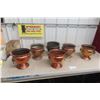 Image 1 : Six Copper Planters with Lion Head Handles, 9" Diameter