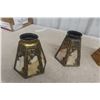 Image 4 : Stained Glass Lamp or Light Fixture Shade with Glass and Brass Parts