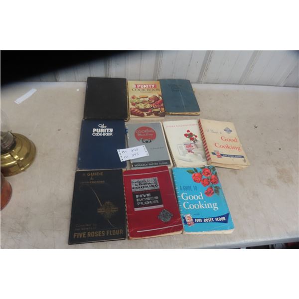 Ten Vintage Cookbooks Including Five Roses and Purity Baking
