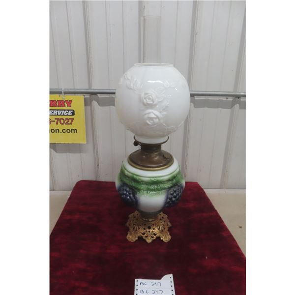 19th Century Hurricane Parlor Coal Oil Lamp, Shade Not Original