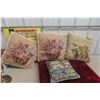 Image 1 : Four Decorative Cushions Including Two Cat Motifs and Two Floral
