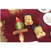 Image 5 : Assorted Chalkware Animal Figures Including Cats, Owl, and Dogs with Plates and Cut Glass Cats
