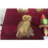 Image 6 : Assorted Chalkware Animal Figures Including Cats, Owl, and Dogs with Plates and Cut Glass Cats