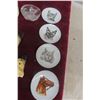 Image 7 : Assorted Chalkware Animal Figures Including Cats, Owl, and Dogs with Plates and Cut Glass Cats