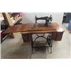 Image 1 : Antique Victorian-Era Treadle Sewing Machine With Ornate Wooden Cabinet