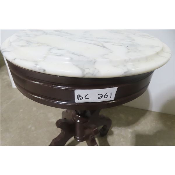 Round Marble-Top Stand, 18" High, 14" Diameter