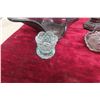 Image 5 : Assorted Colored Glass Including Candleholder, Tray, and Covered Dish