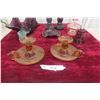 Image 6 : Assorted Colored Glass Including Candleholder, Tray, and Covered Dish