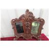 Image 2 : Decorative Collectibles Lot – Totem Decanter, Buffalo Figures, Glass Horse Book Ends, Frame