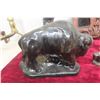 Image 4 : Decorative Collectibles Lot – Totem Decanter, Buffalo Figures, Glass Horse Book Ends, Frame
