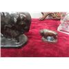 Image 5 : Decorative Collectibles Lot – Totem Decanter, Buffalo Figures, Glass Horse Book Ends, Frame
