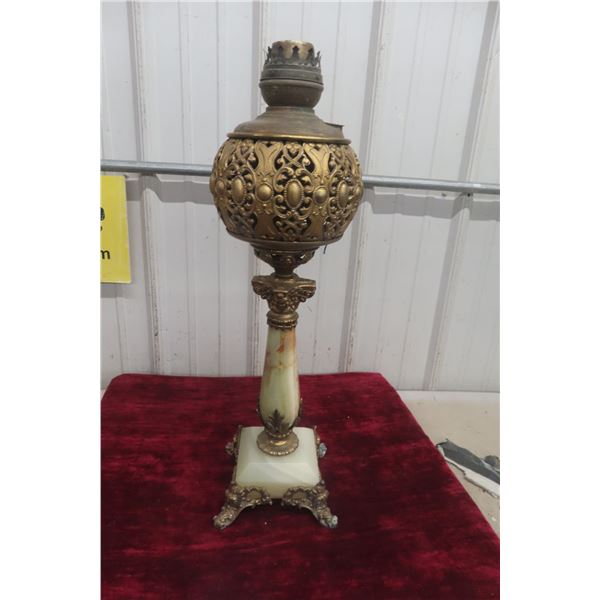 Victorian Art Nouveau Banquet Oil Lamp, 26" Tall