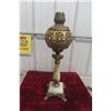 Image 7 : Victorian Art Nouveau Banquet Oil Lamp, 26" Tall