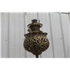 Image 2 : Antique Brass Victorian Floor Oil Lamp, Adjustable Height, No Glass