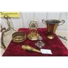 Image 1 : Vintage Brass Decor Lot – Anniversary Clock, Vase, and Accessories