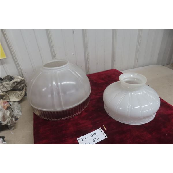 Pair of Vintage Milk Glass Light Shades – 12" and 9½" Diameter