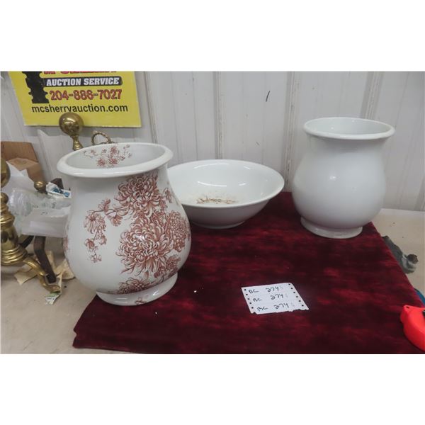 Wash Basin with Two Matching Pitchers